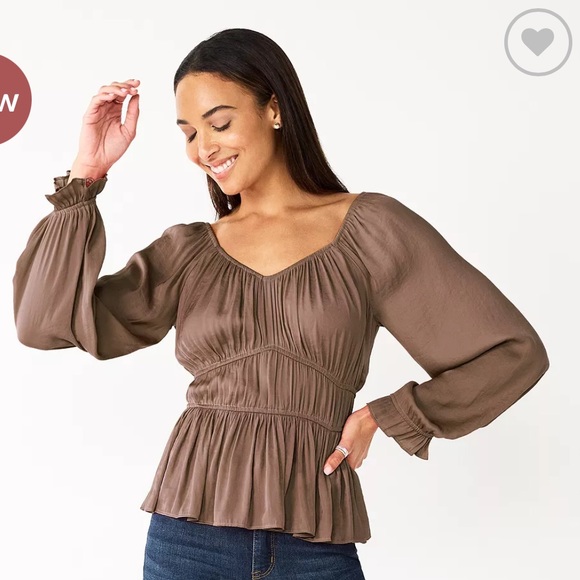 Nine West Tops - Nine West Long Sleeve Sweetheart Peplum Top Size Medium